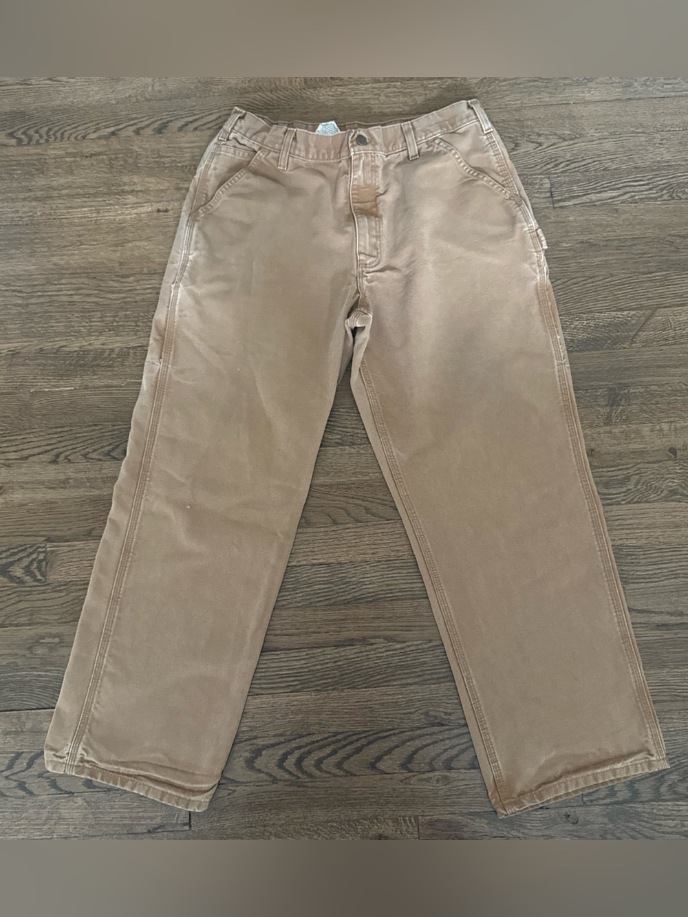 Carhartt Dungaree Fit Duck Canvas Jeans Men's Size 36x32 B11 Faded Distressed